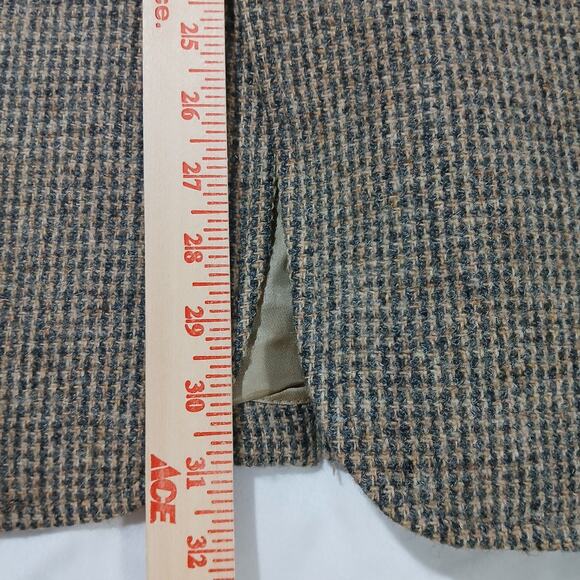 HARRIS TWEED Blazer Mens 38 Sport Coat Brown Jacket 2 Button Hand Woven Scotland - Picture 8 of 10